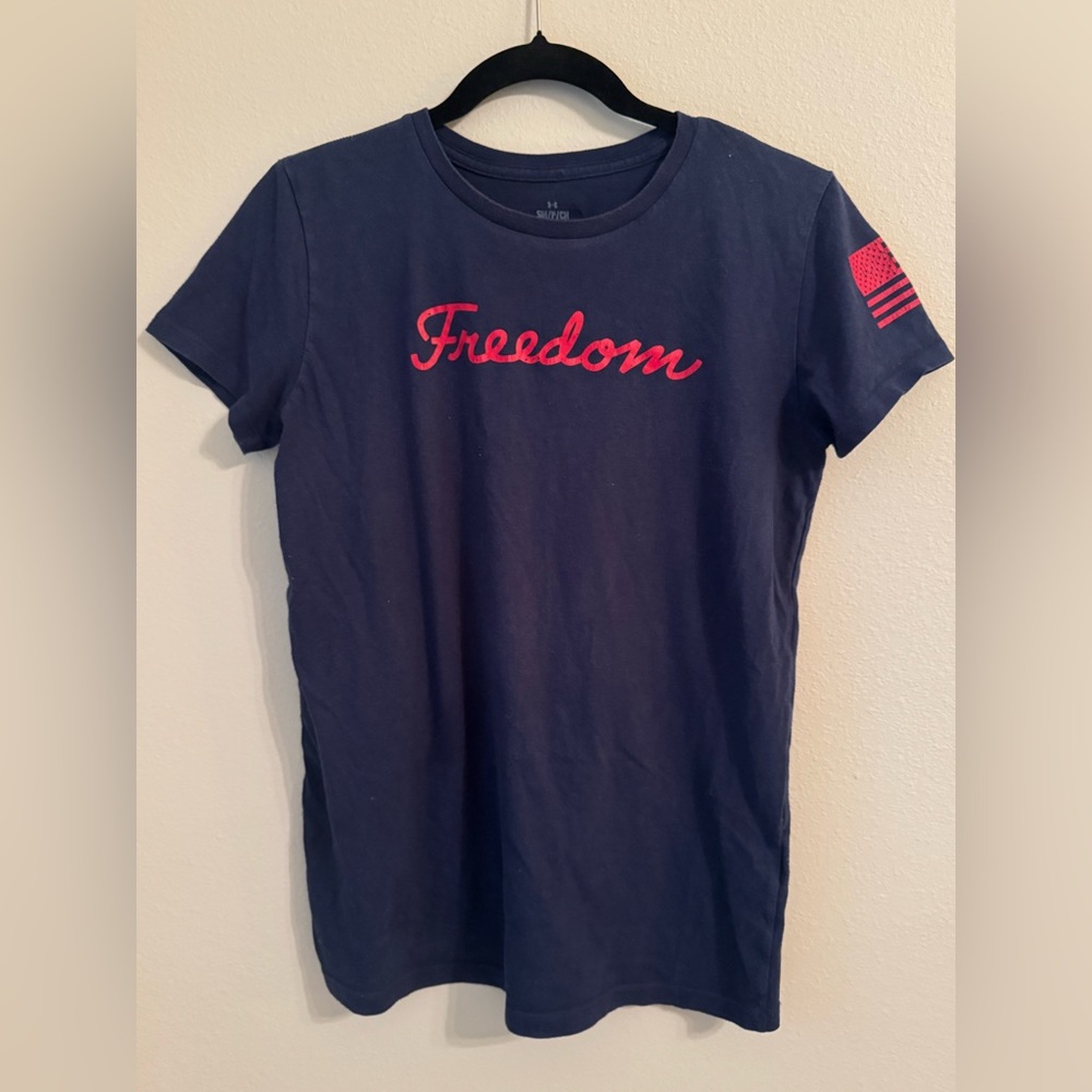 Under Armour Blue Tee with Red Script